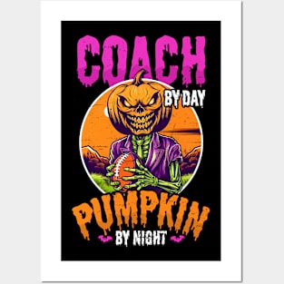 Halloween Coach Shirt | Coach Day Pumpkin Night Football Posters and Art